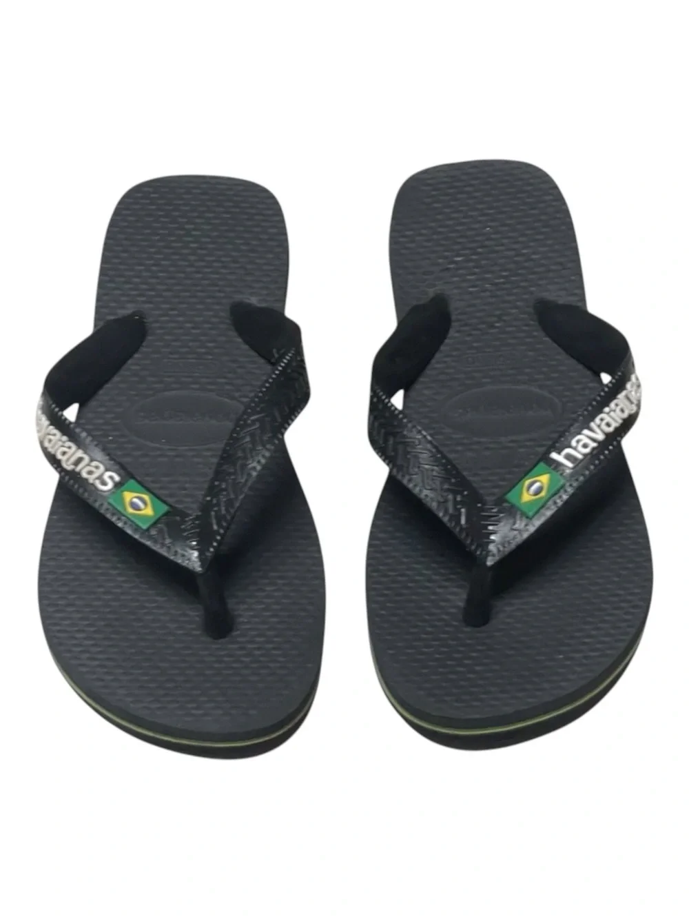 new J Crew x Havaianas ✪ Girls Boys Brazil Logo Flip Flops ✪ Black ✪ 29 30
